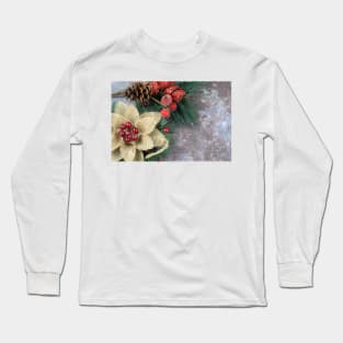 Christmas decorations on a grunge background with copy space. Long Sleeve T-Shirt